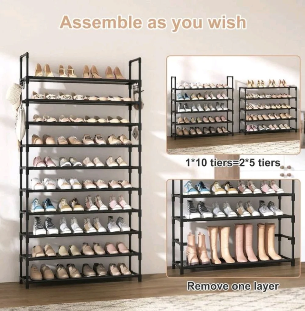 Sturdy Black Multi-Tier Shoe Organizer - Picture 2 of 6